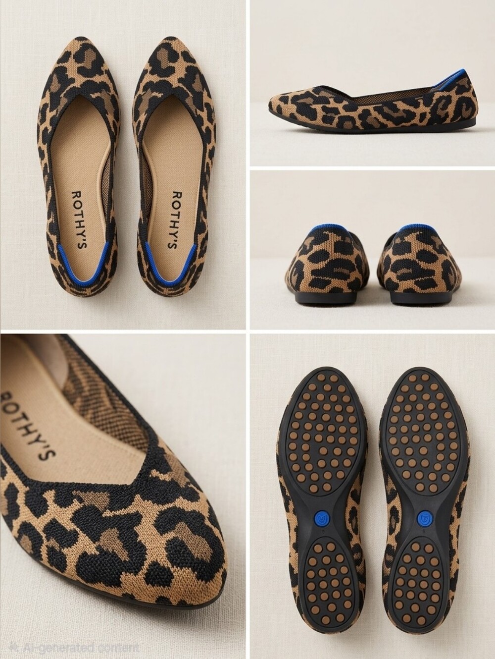 Rothy’s The Point Leopard Print Flats Size 5 - Picture 2 of 6